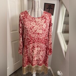 Nurture by Lamaze Paisley 3/4 sleeve fringe boho tunic / dress size large
